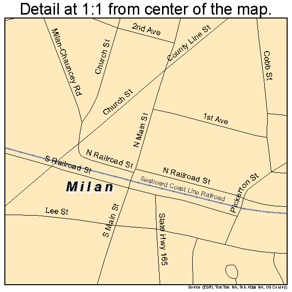 Milan, Georgia road map detail