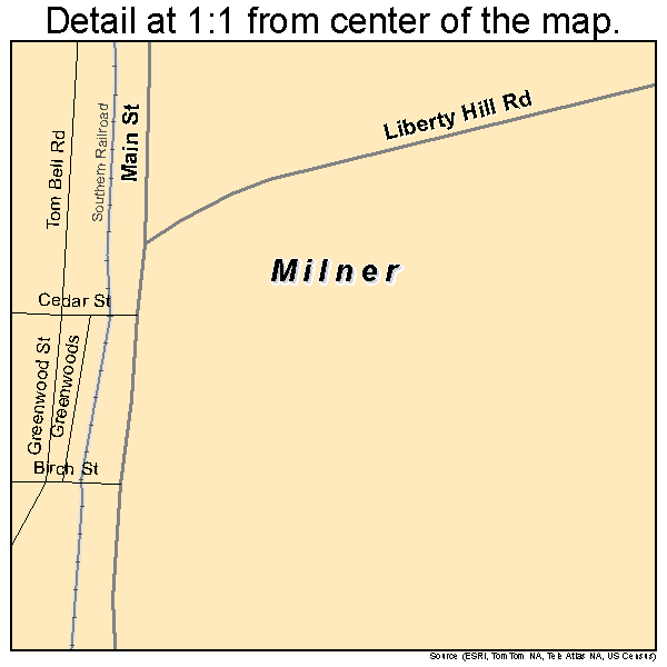 Milner, Georgia road map detail