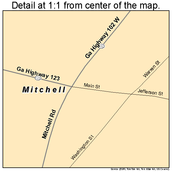 Mitchell, Georgia road map detail