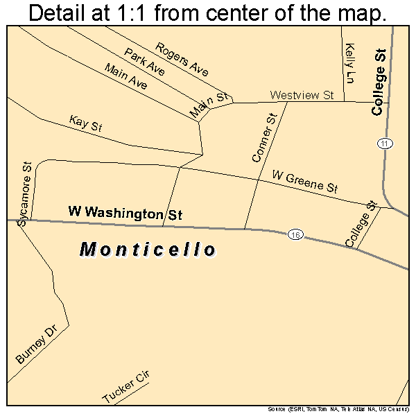 Monticello, Georgia road map detail