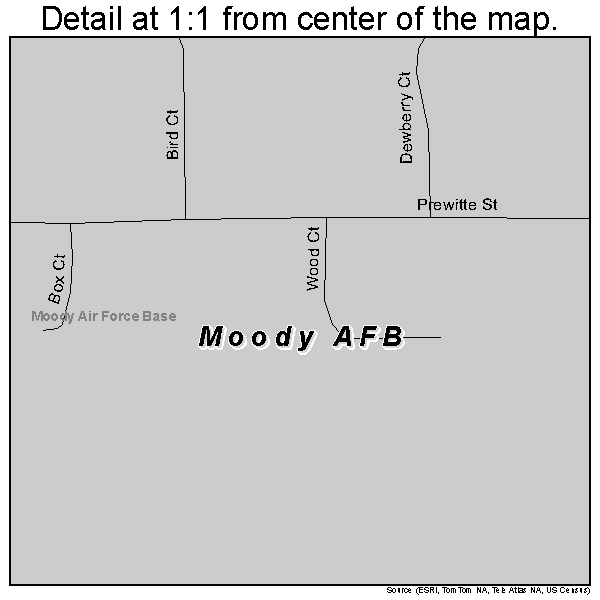 Moody AFB, Georgia road map detail