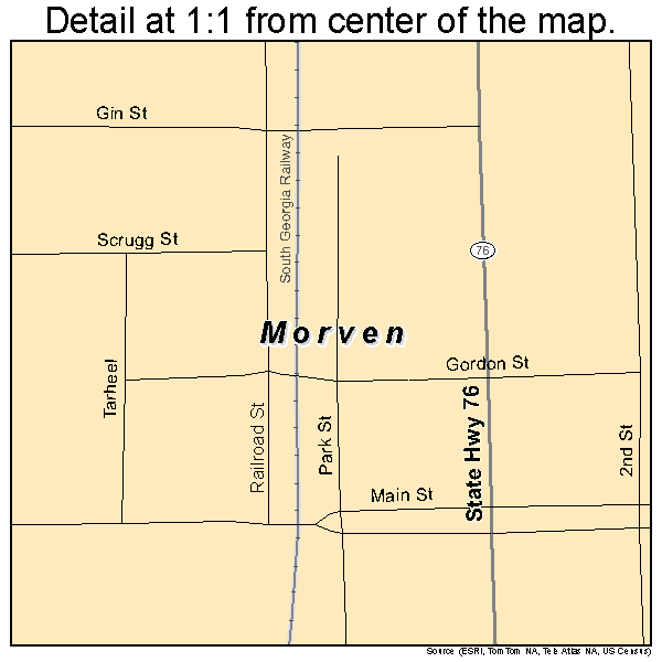 Morven, Georgia road map detail