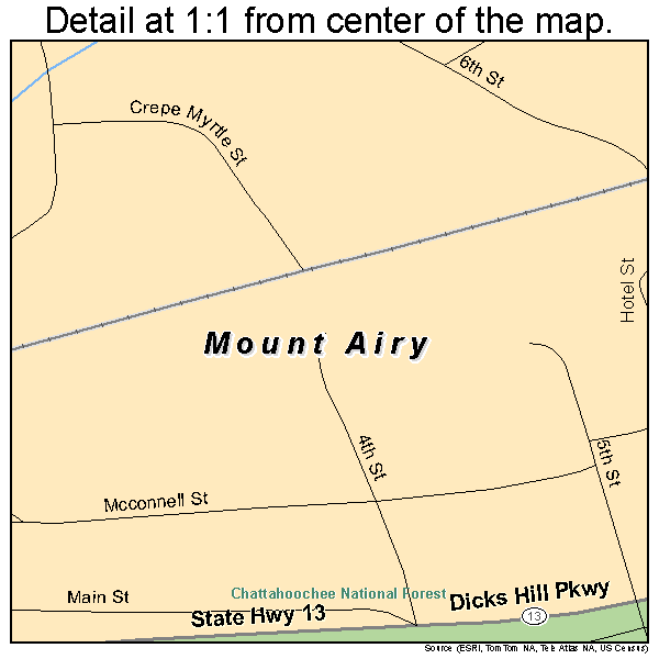 Mount Airy, Georgia road map detail