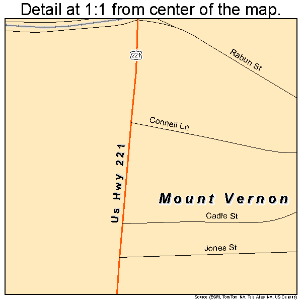 Mount Vernon, Georgia road map detail
