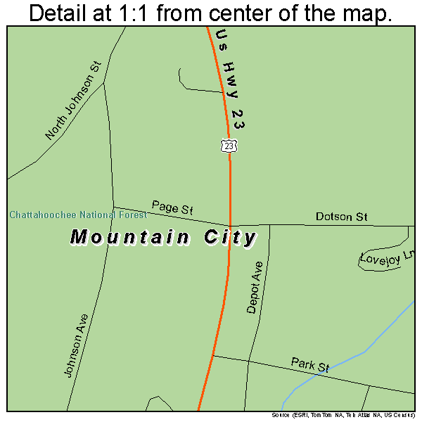 Mountain City, Georgia road map detail