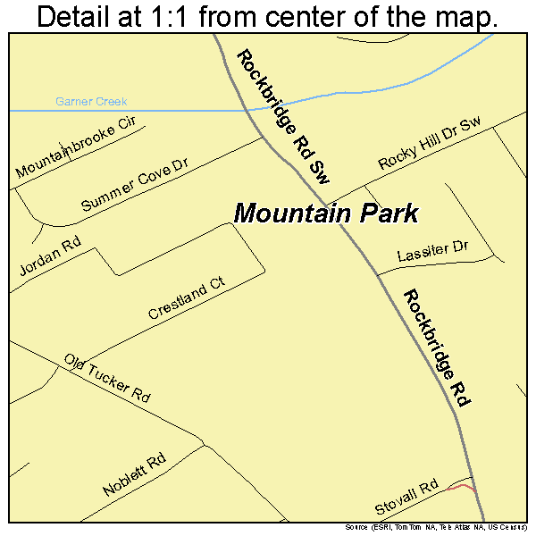 Mountain Park, Georgia road map detail