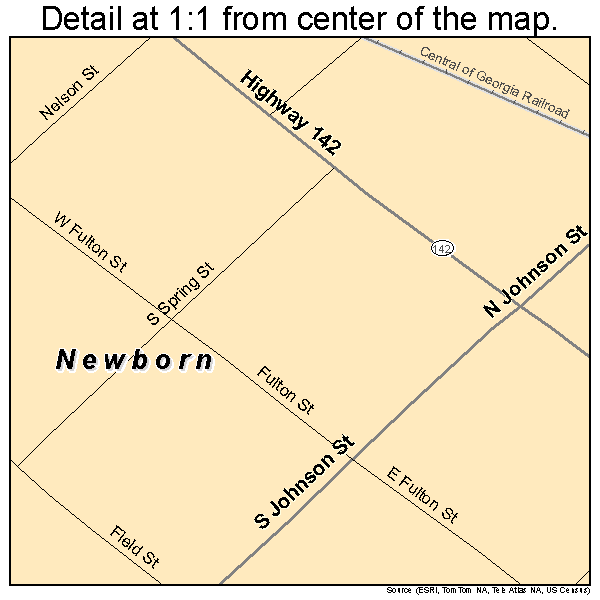 Newborn, Georgia road map detail