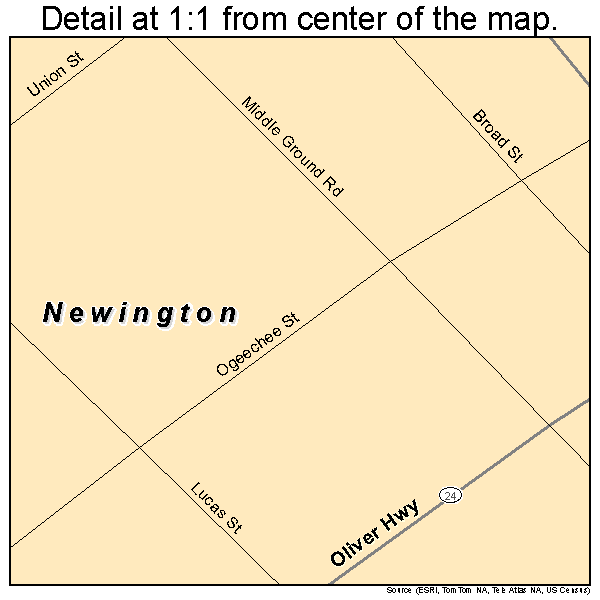 Newington, Georgia road map detail