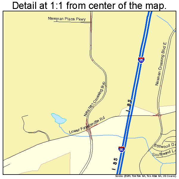 Newnan, Georgia road map detail