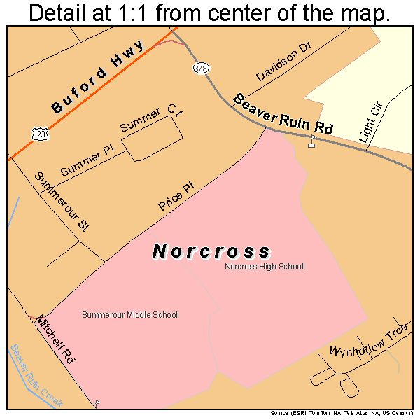 Norcross, Georgia road map detail