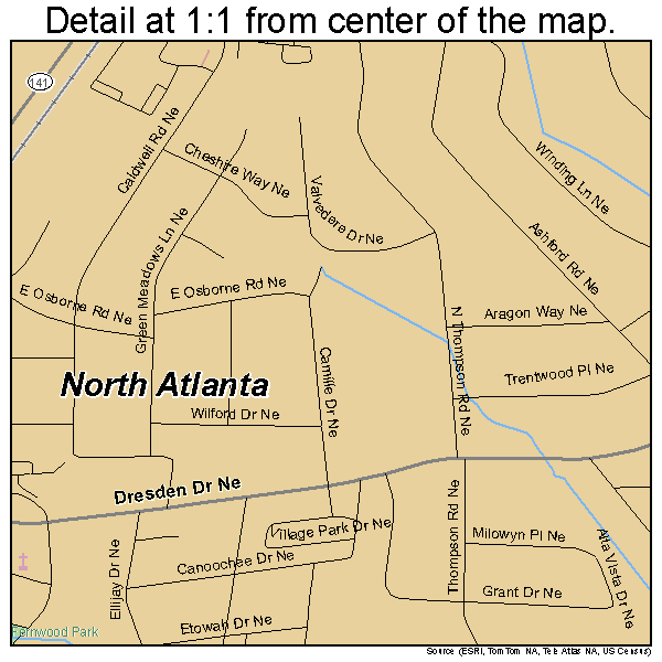 North Atlanta, Georgia road map detail