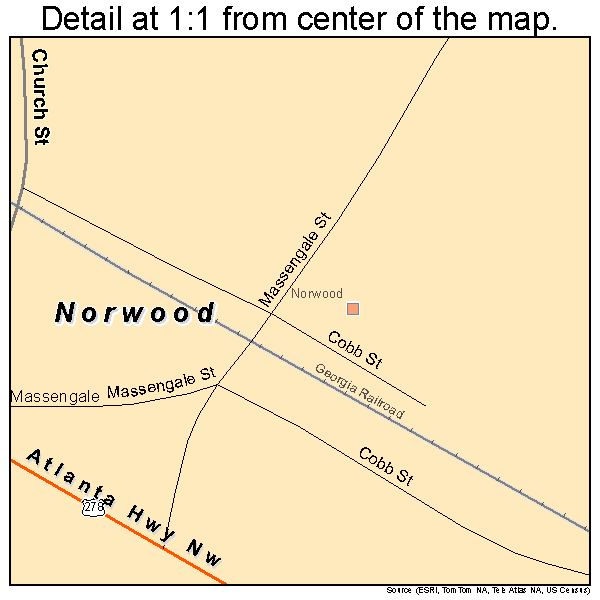 Norwood, Georgia road map detail