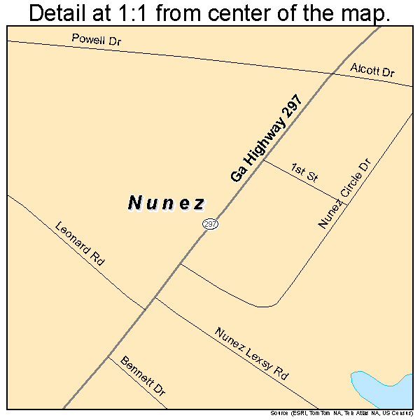 Nunez, Georgia road map detail