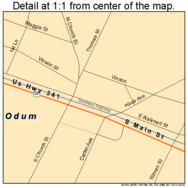 Odum, Georgia road map detail