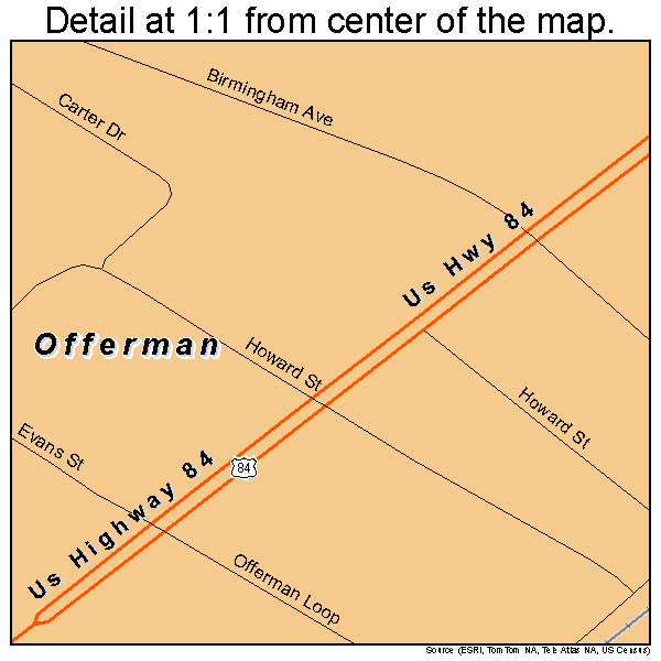 Offerman, Georgia road map detail