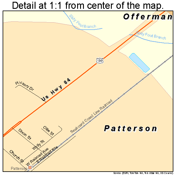 Patterson, Georgia road map detail