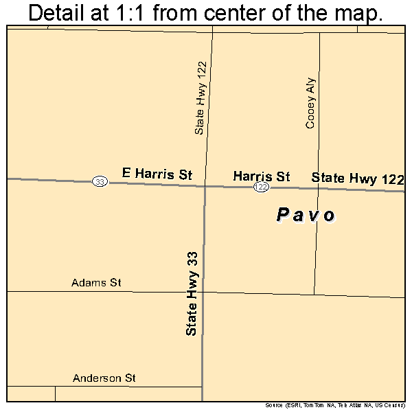 Pavo, Georgia road map detail