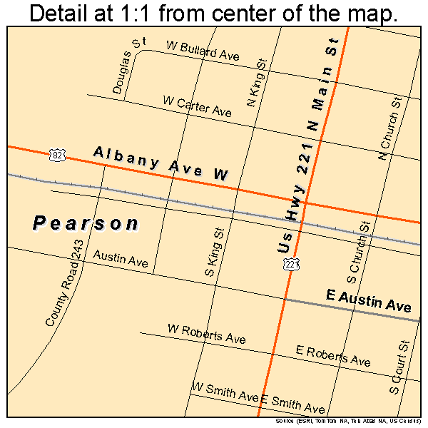 Pearson, Georgia road map detail