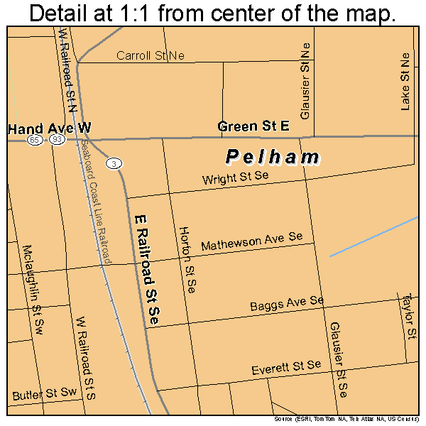 Pelham, Georgia road map detail
