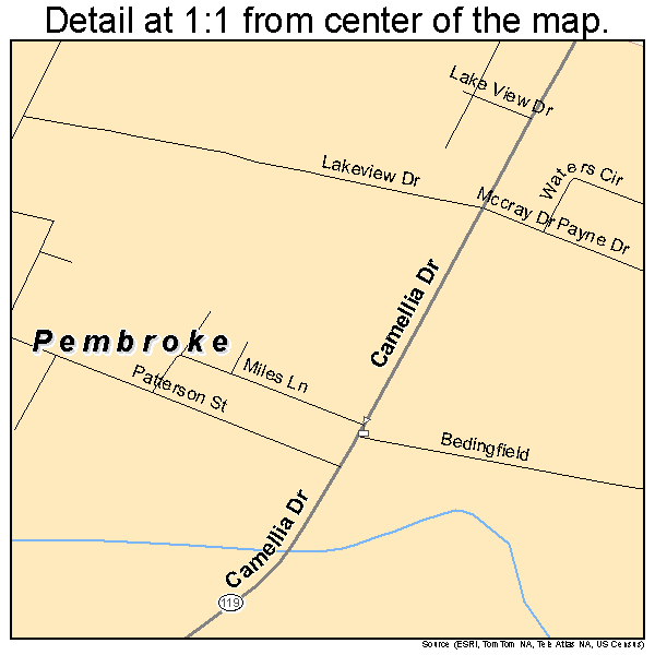 Pembroke, Georgia road map detail