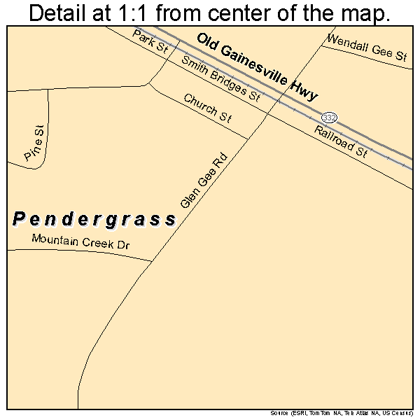 Pendergrass, Georgia road map detail