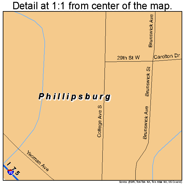 Phillipsburg, Georgia road map detail