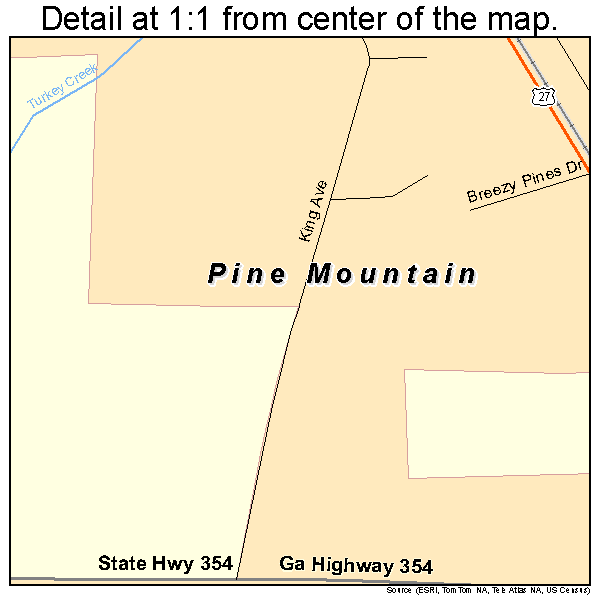 Pine Mountain, Georgia road map detail