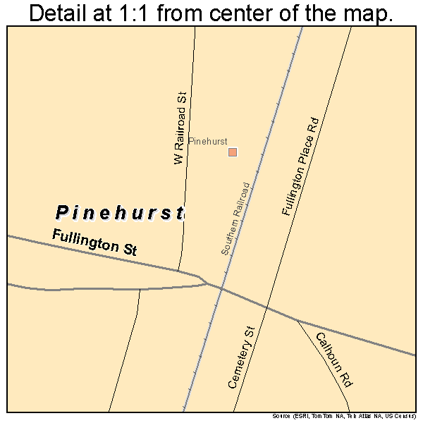 Pinehurst, Georgia road map detail