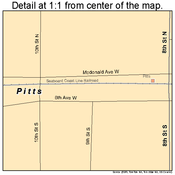 Pitts, Georgia road map detail