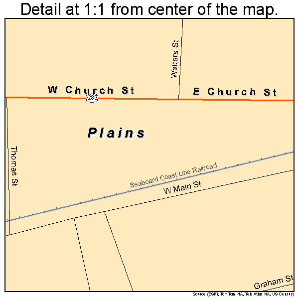 Plains, Georgia road map detail