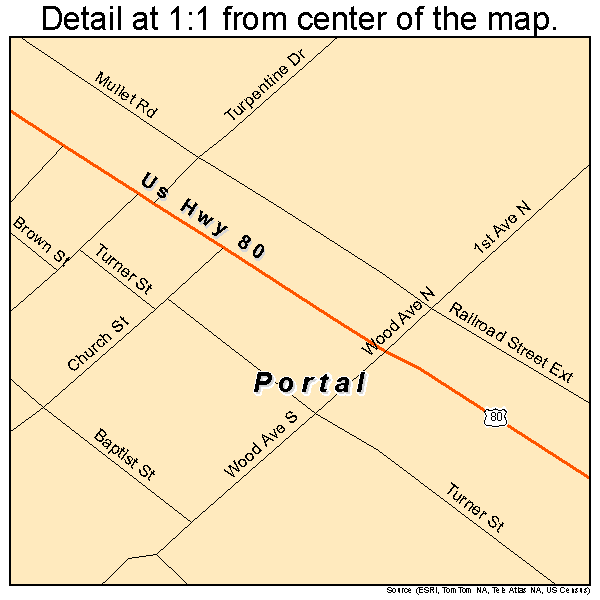 Portal, Georgia road map detail