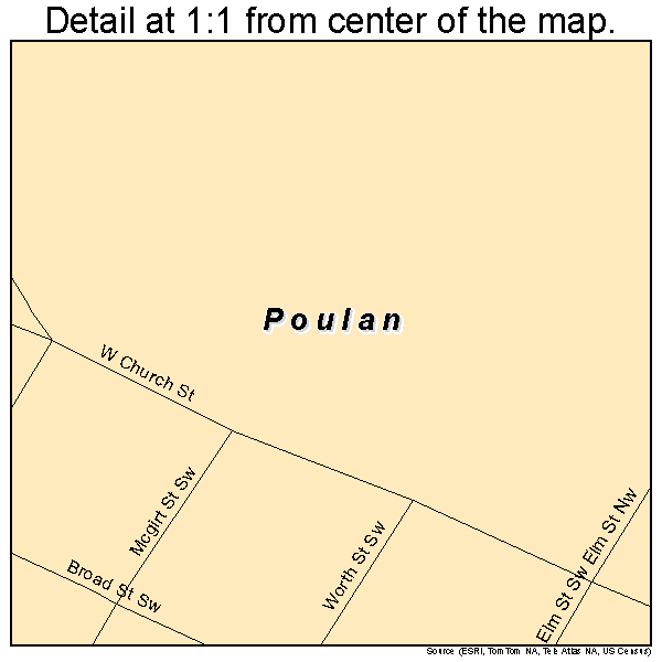Poulan, Georgia road map detail