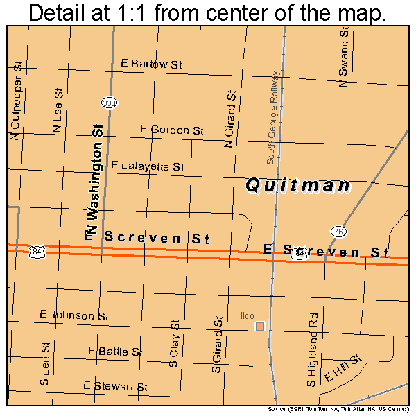Quitman, Georgia road map detail