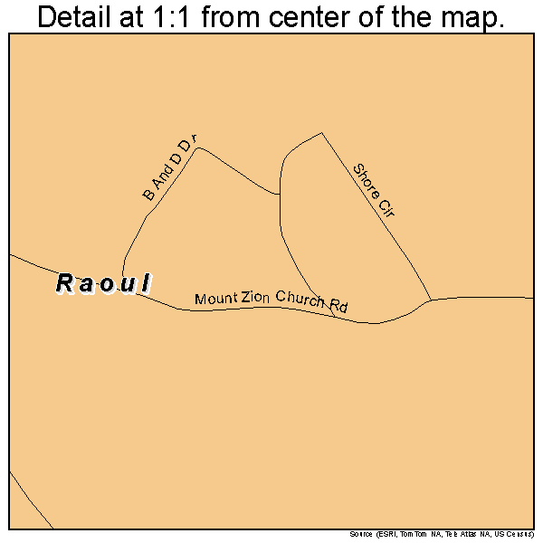Raoul, Georgia road map detail