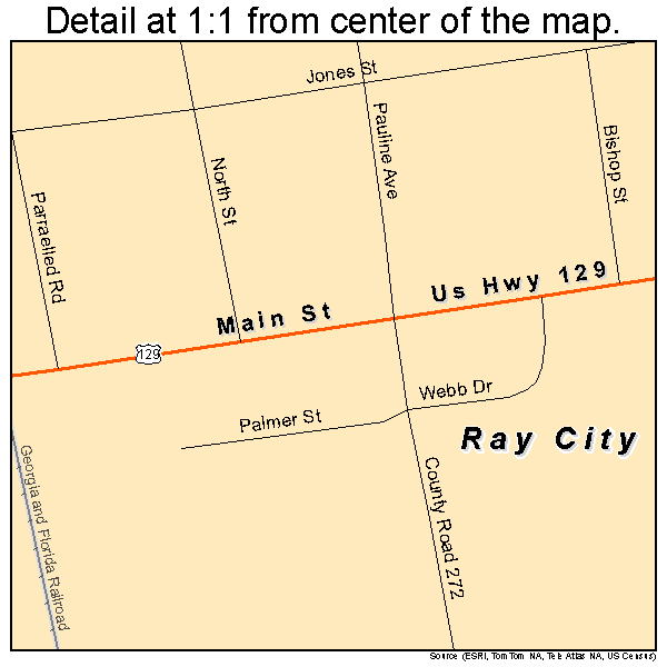 Ray City, Georgia road map detail