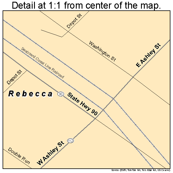 Rebecca, Georgia road map detail