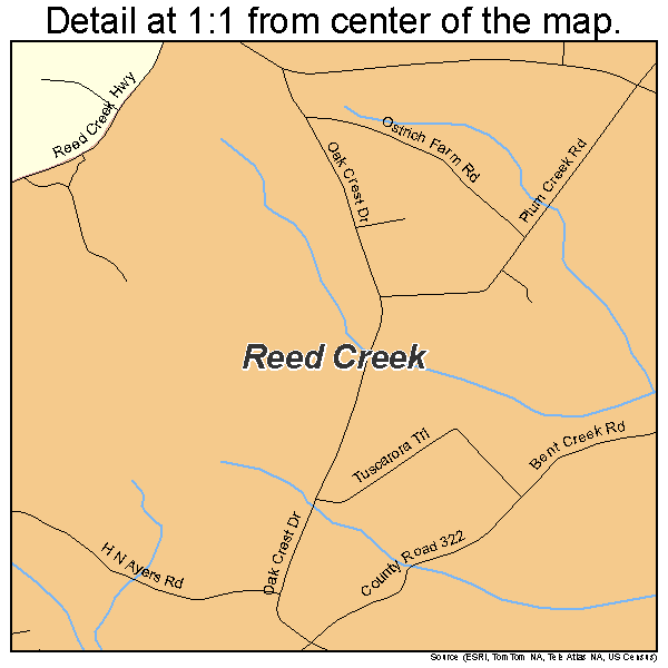 Reed Creek, Georgia road map detail