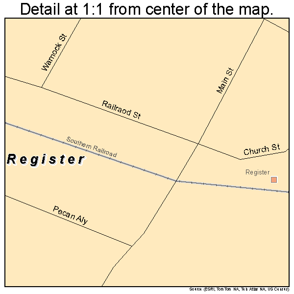 Register, Georgia road map detail