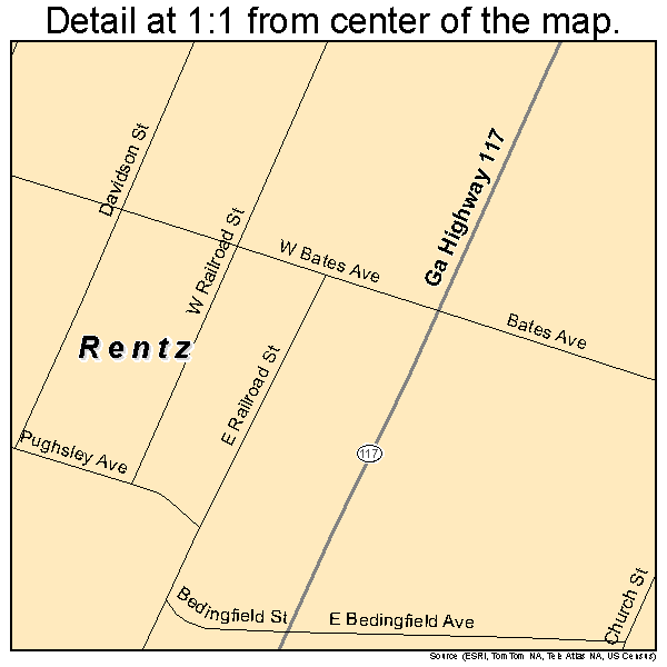 Rentz, Georgia road map detail