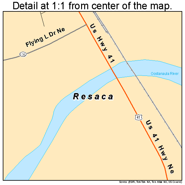 Resaca, Georgia road map detail