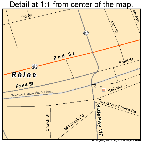 Rhine, Georgia road map detail