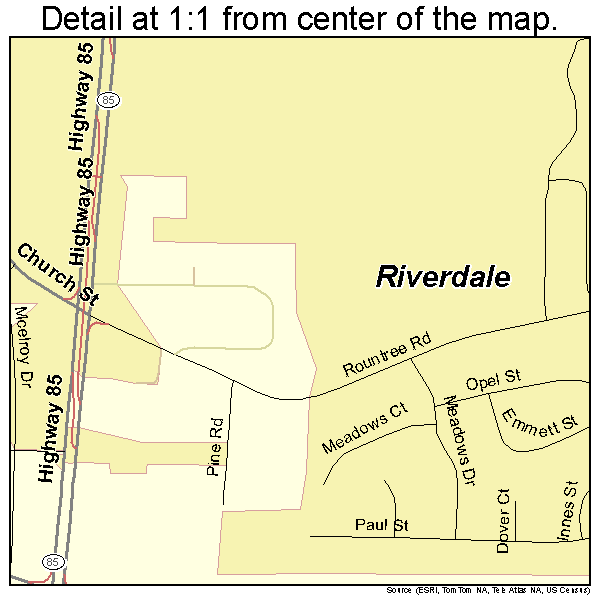 Riverdale, Georgia road map detail