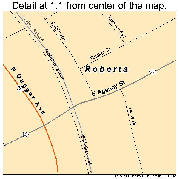 Roberta, Georgia road map detail