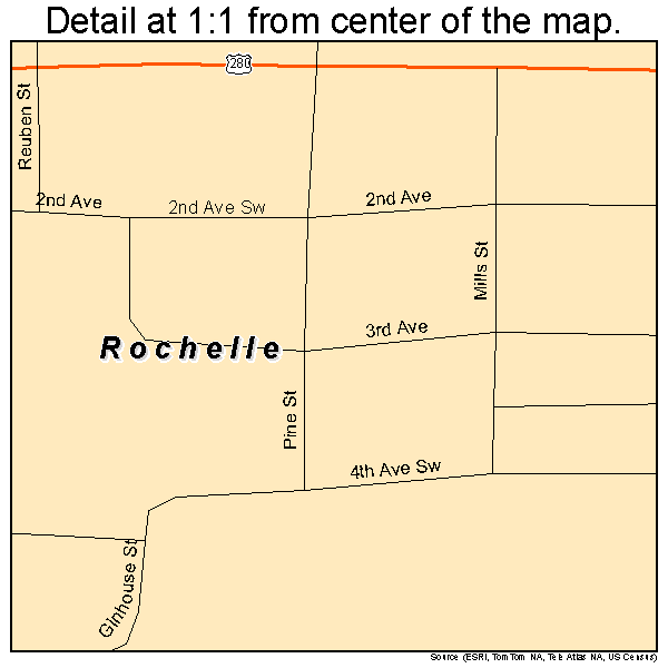 Rochelle, Georgia road map detail
