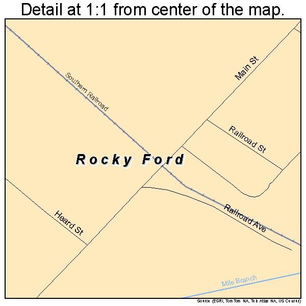 Rocky Ford, Georgia road map detail