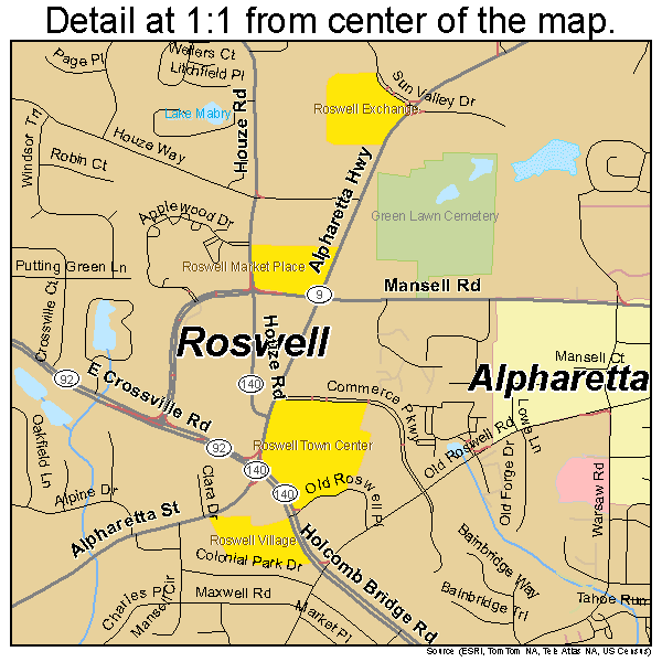 Roswell, Georgia road map detail