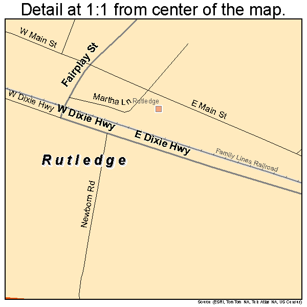 Rutledge, Georgia road map detail