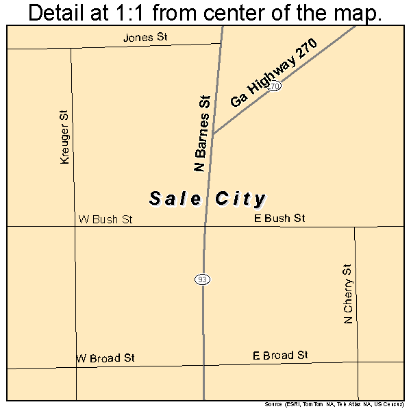 Sale City, Georgia road map detail