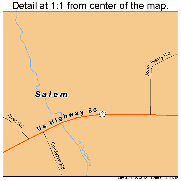 Salem, Georgia road map detail