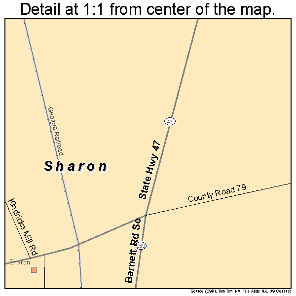 Sharon, Georgia road map detail